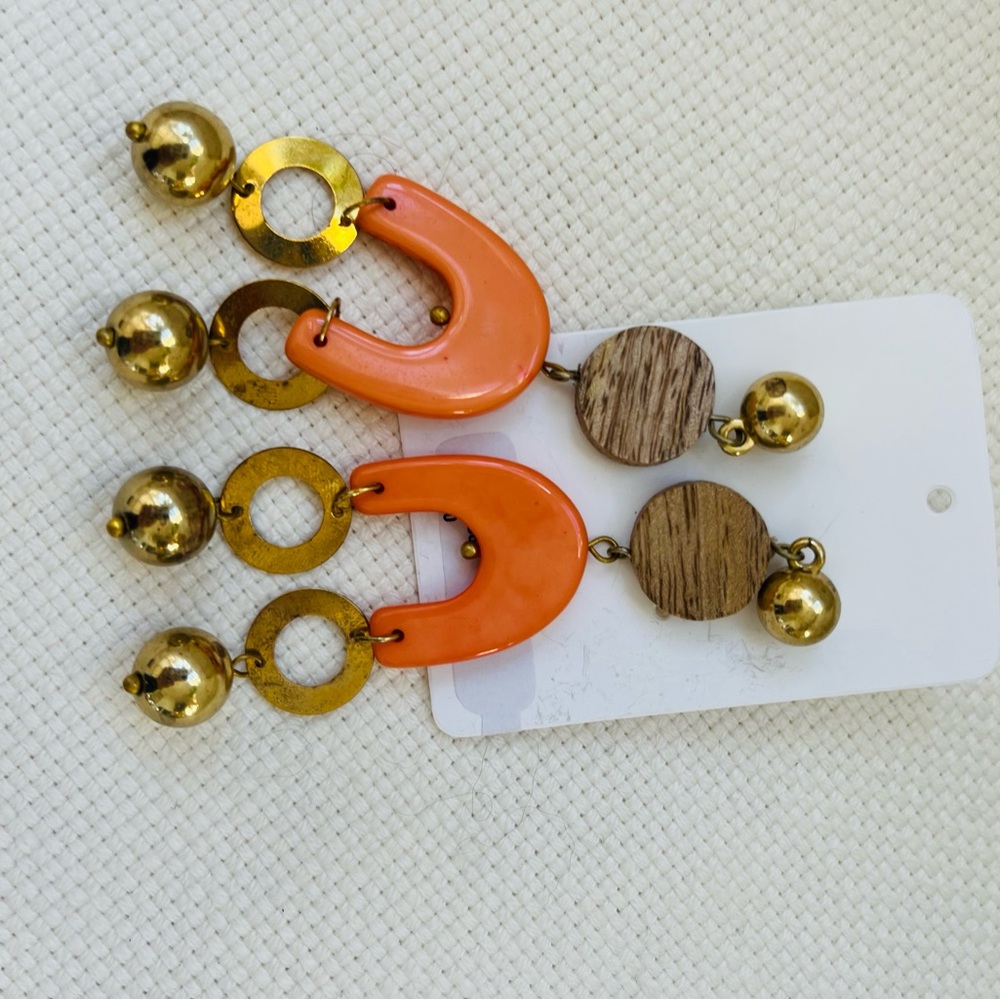 Gold and coral earrings
